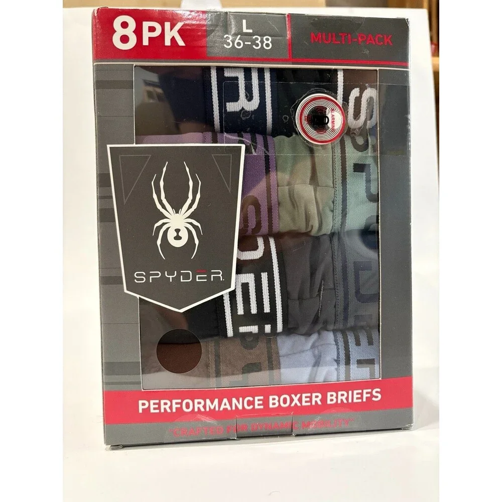 Spyder Performance Boxer Briefs 8 Pack Mens Large 36-38 Multi Color NWT
